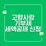 고향사랑기부제 세액공제 신청