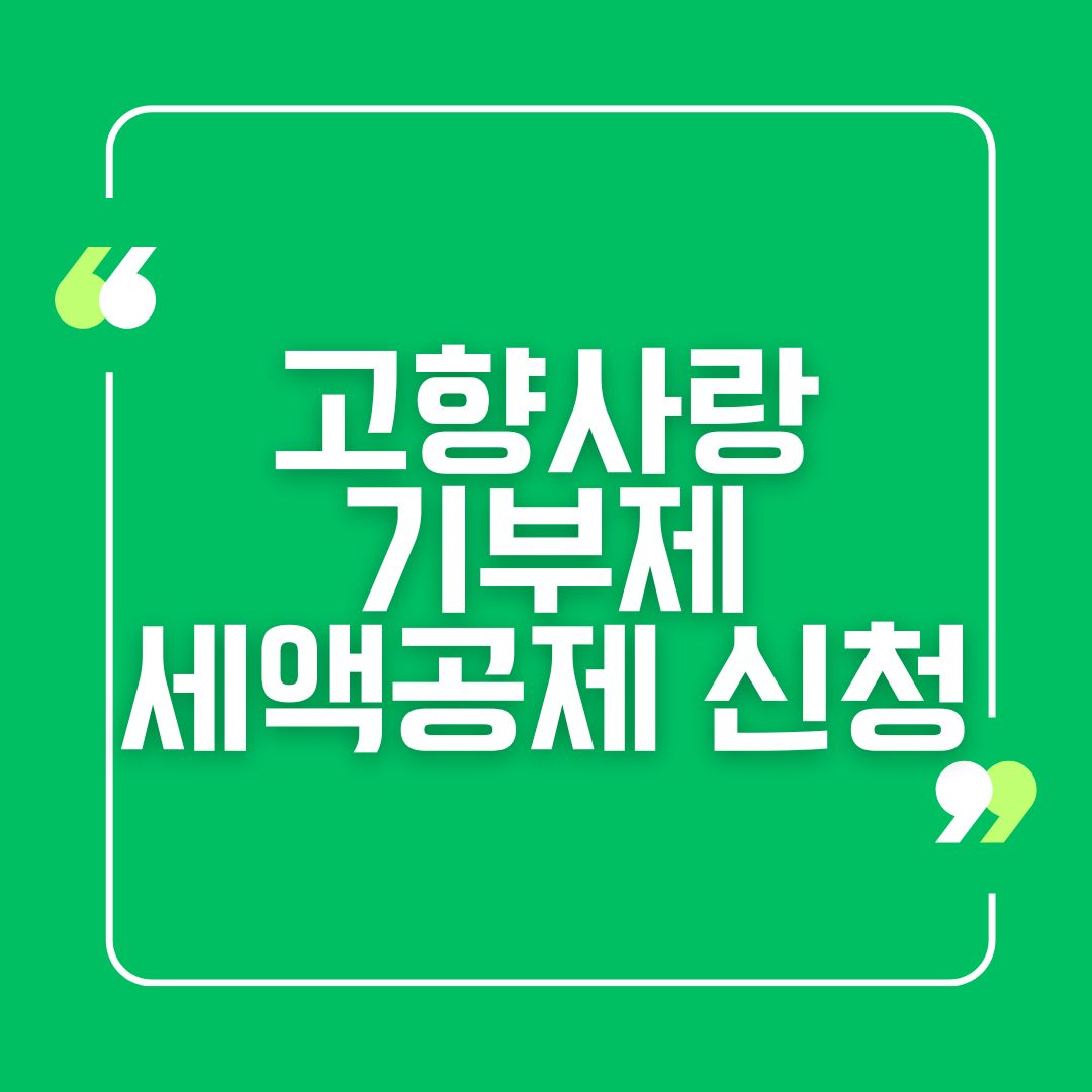 고향사랑기부제 세액공제 신청