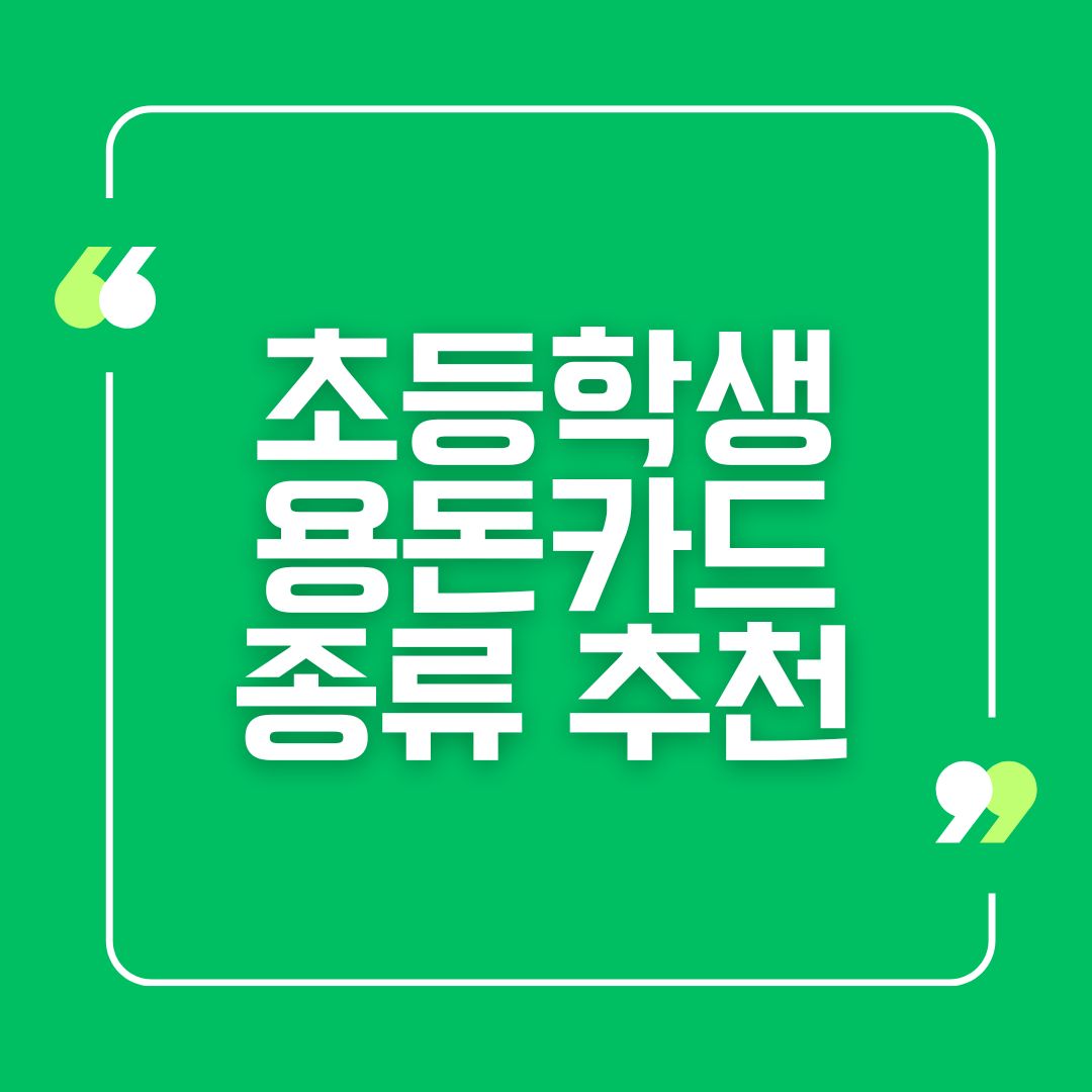 초등학생 용돈카드 종류 추천