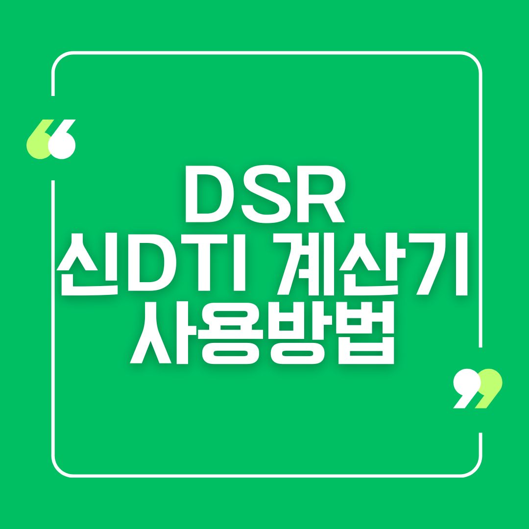 DSR 신DTI 계산기 사용방법